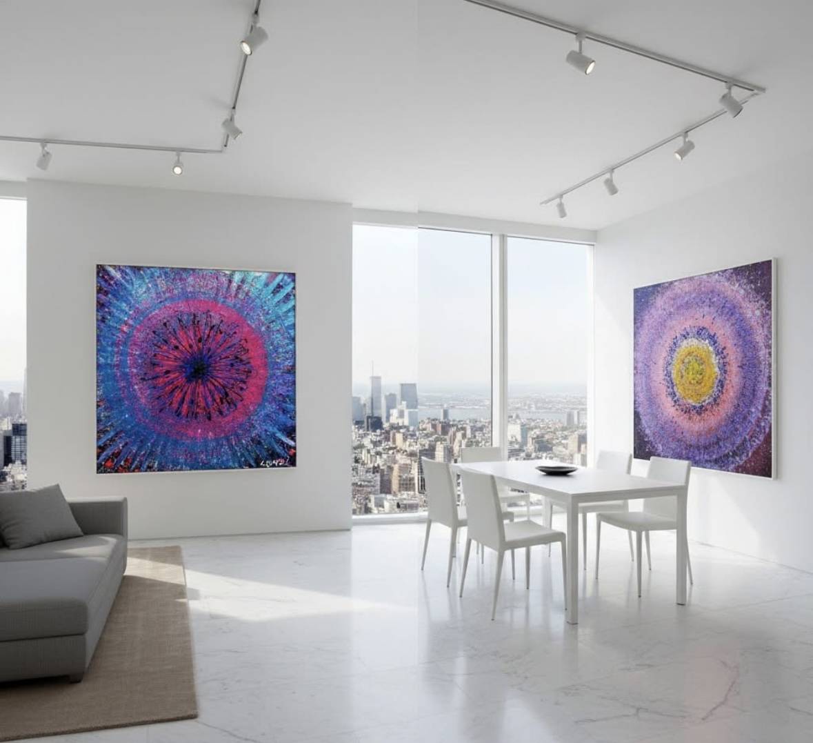 Toiles abstraites contemporaines aux résonances solaires et chromatiques