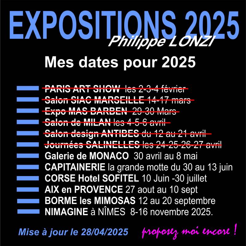 PLANNING de l'ARTISTE Philippe LONZI FRANCE Philippe LONZI création.