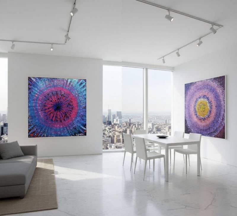 Toiles abstraites contemporaines aux résonances solaires et chromatiques