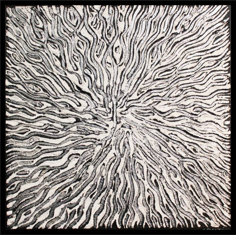 SPERMATOZOÎDE, une toile abstraite et design en NOIR et BLANC.pour LYON.