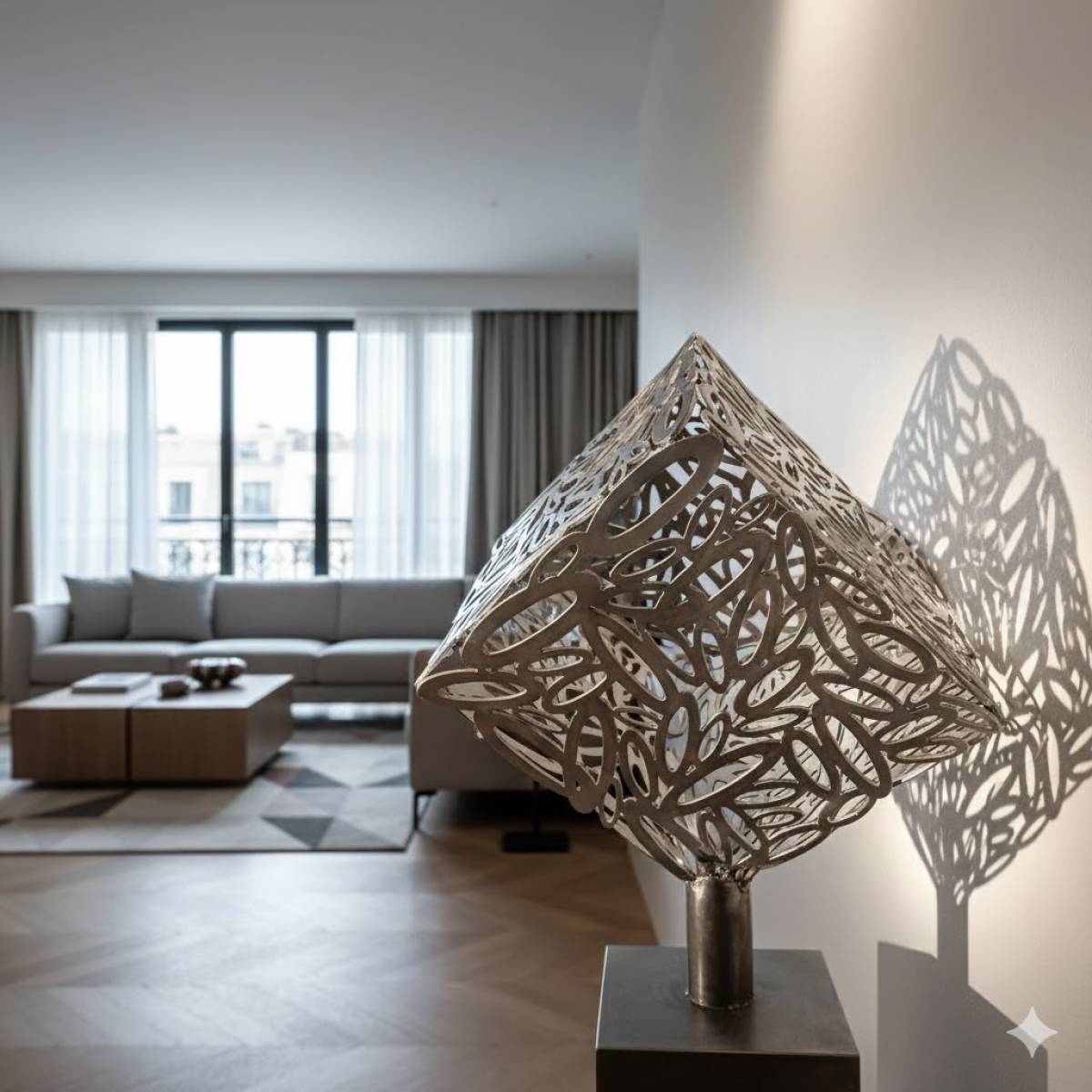 Sculpture décorative design en acier idéale pour les décorateurs. Se sentirait bien à PARIS